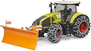 Trattore Claas Axion 950 con catene da neve e pala spazzaneve Bruder 03018